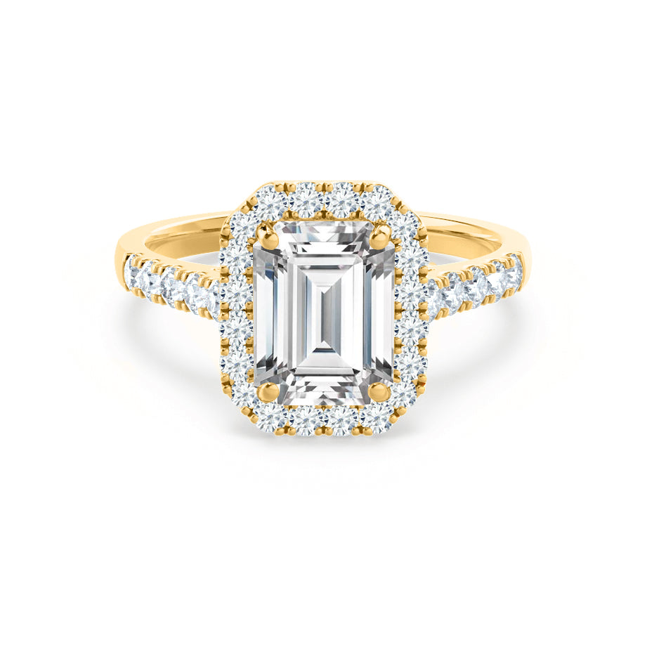 1.01 CT Emerald Shaped Moissanite Halo Style Engagement Ring 7