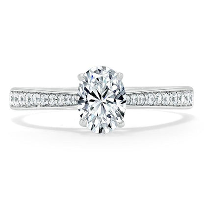 0.94 CT Oval Cut Solitaire Moissanite Engagement Ring With Pave Setting 1