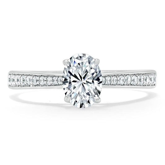 0.94 CT Oval Cut Solitaire Moissanite Engagement Ring With Pave Setting 1