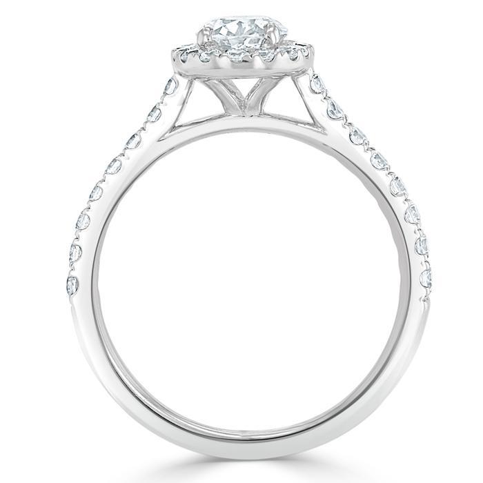 0.94 CT Oval Cut Halo Moissanite Engagement Ring With Pave Setting 4