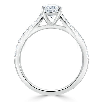 0.94 CT Oval Cut Solitaire Moissanite Engagement Ring With Pave Setting 4