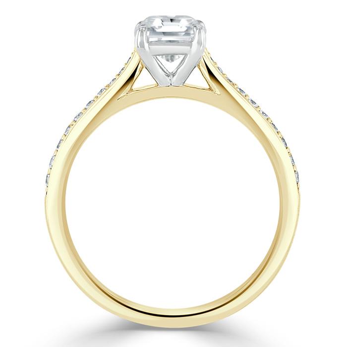 1.0 CT Asscher Cut Solitaire Moissanite Engagement Ring With Chanel Pave Setting 6