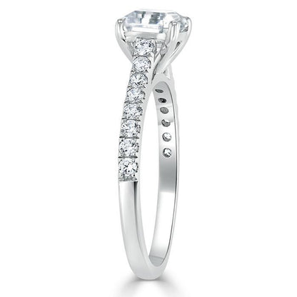 1.0 CT Asscher Cut Solitaire Pave Setting Moissanite Engagement Ring 3