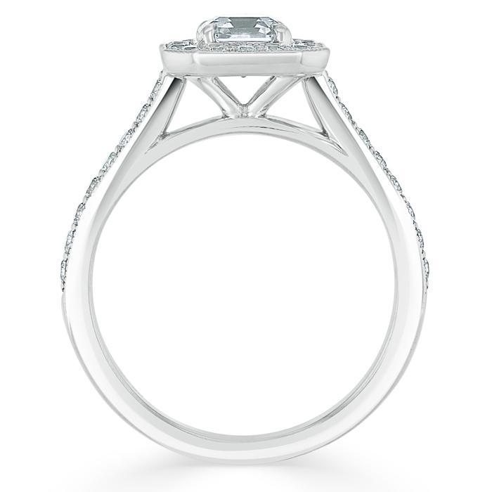 1.05 CT Asscher Cut Halo Pave Setting Moissanite Engagement Ring 4