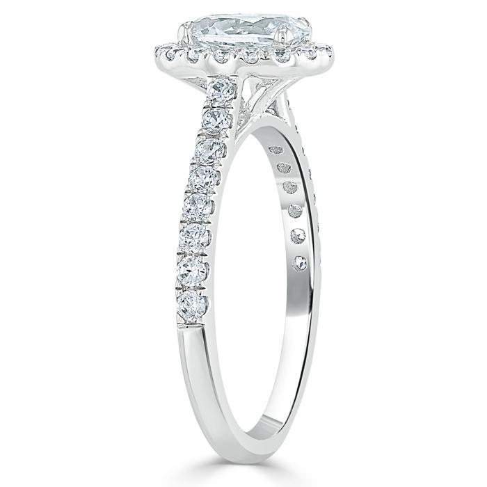 0.94 CT Oval Cut Halo Moissanite Engagement Ring With Pave Setting 3