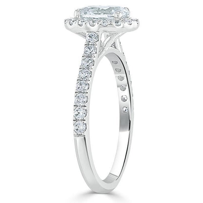 0.94 CT Oval Cut Halo Moissanite Engagement Ring With Pave Setting 3