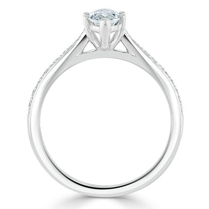 1.0 CT Marquise Cut Solitaire Channel Pave Moissanite Engagement Ring 4
