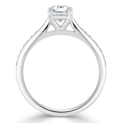 1.0 CT Asscher Cut Solitaire Moissanite Engagement Ring With Chanel Pave Setting 4