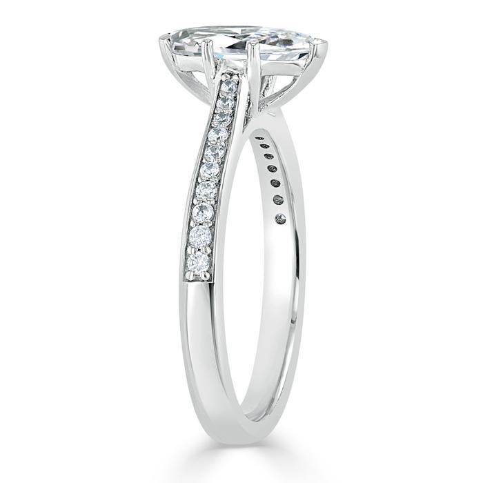 1.0 CT Marquise Cut Solitaire Channel Pave Moissanite Engagement Ring 3