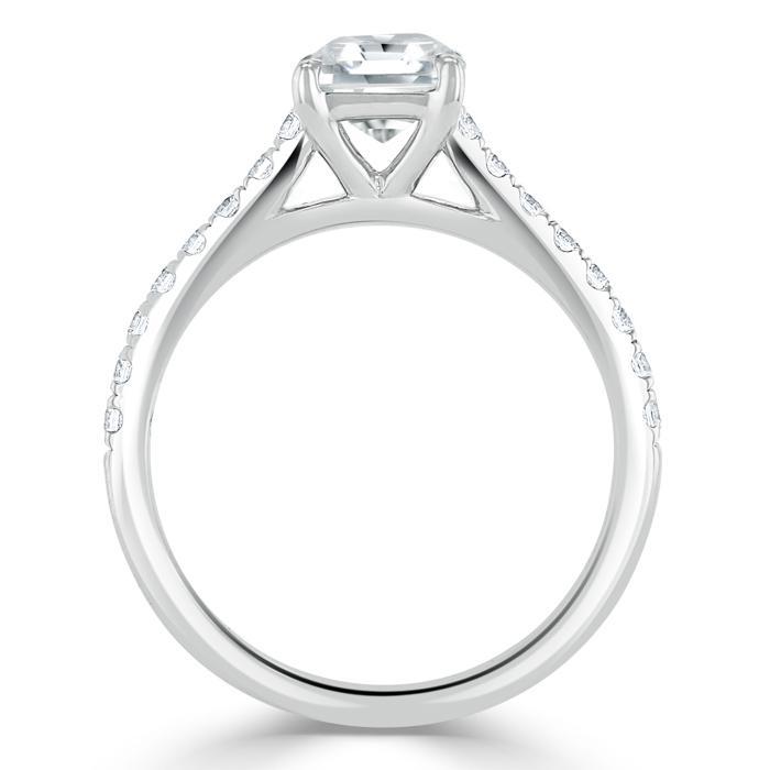 1.0 CT Asscher Cut Solitaire Pave Setting Moissanite Engagement Ring 4