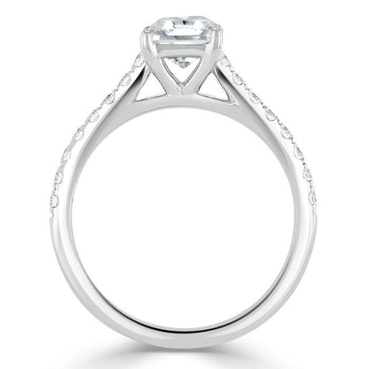 1.0 CT Asscher Cut Solitaire Pave Setting Moissanite Engagement Ring 4