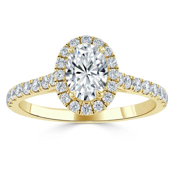 0.94 CT Oval Cut Halo Moissanite Engagement Ring With Pave Setting 5