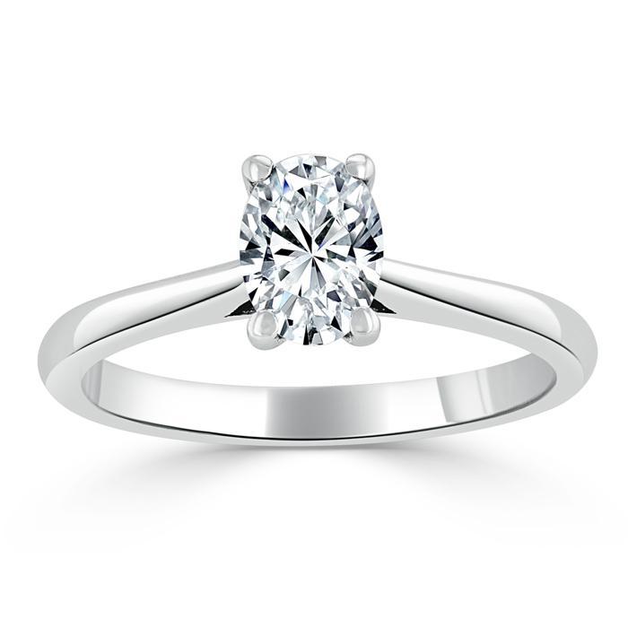 0.75 CT Oval Cut Solitaire Moissanite Engagement Ring 1