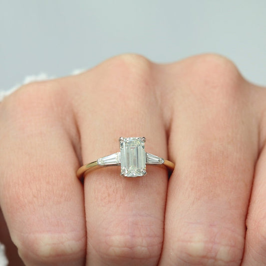 1.70 CT Emerald Three Stone F/VS1 Diamond Engagement Ring 1