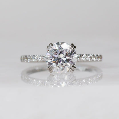 1.42 CT Round Hidden Halo & Pave F/VS1 Diamond Engagement Ring 1