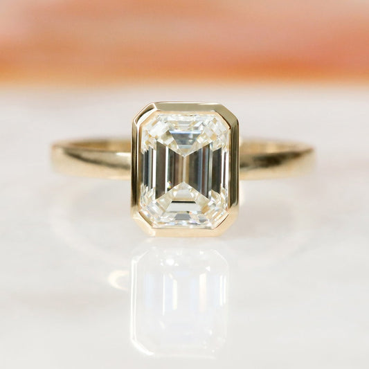2.01 CT Emerald Bezel G/VVS2 Diamond Engagement Ring 1