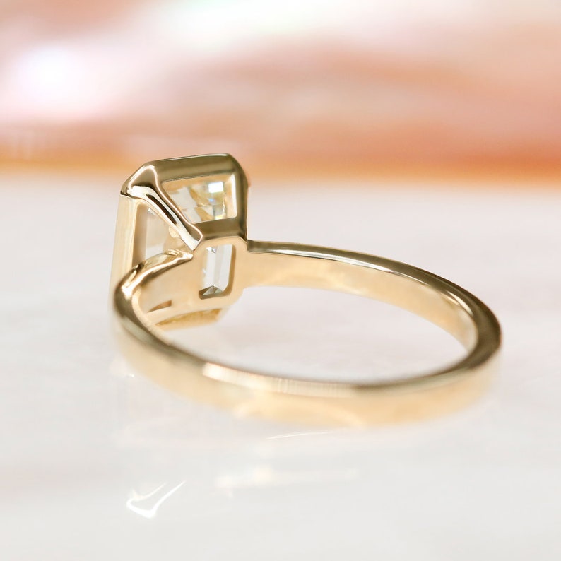 2.01 CT Emerald Bezel G/VVS2 Diamond Engagement Ring 3