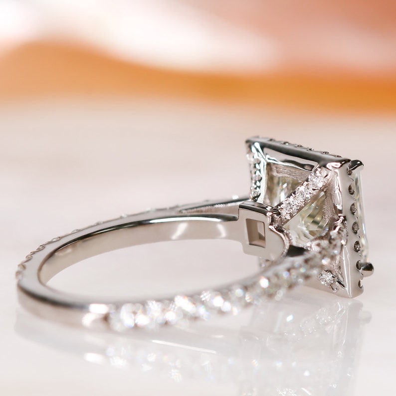 2.03 CT Princess Halo F/VS1 Diamond Engagement Ring 3
