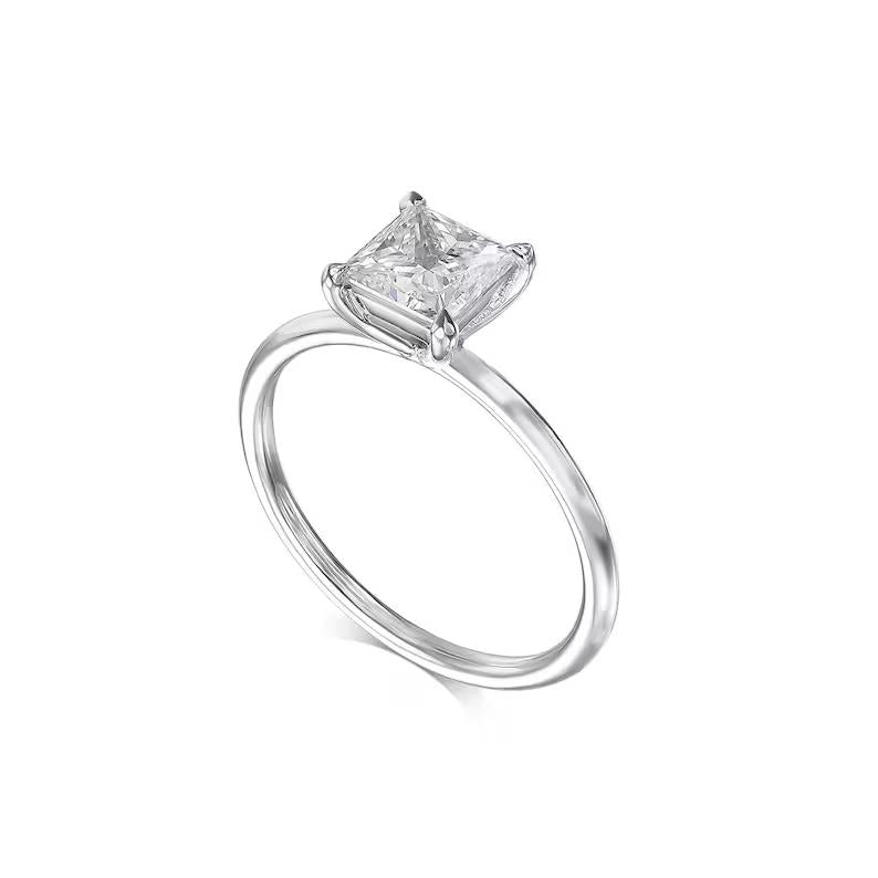 1.0 CT Princess Solitaire CVD E/VS2 Diamond Engagement Ring 4