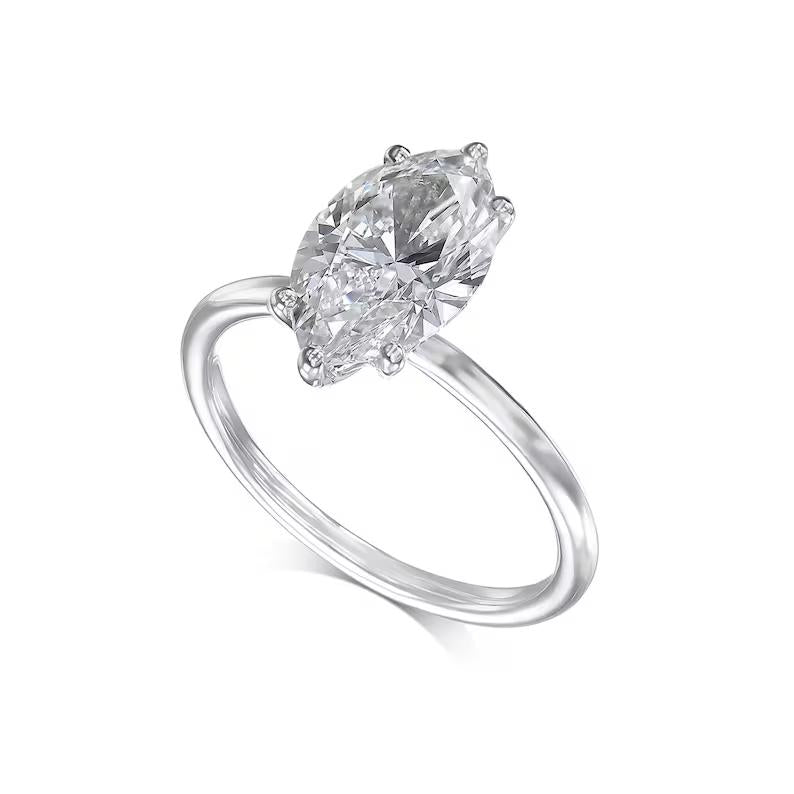 2.0 CT Marquise Solitaire CVD F/VS1 Diamond Engagement Ring 2