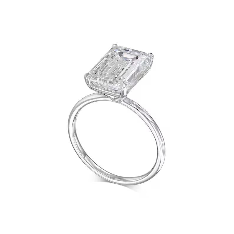 4.0 CT Emerald Solitaire CVD E/VS2 Diamond Engagement Ring 3