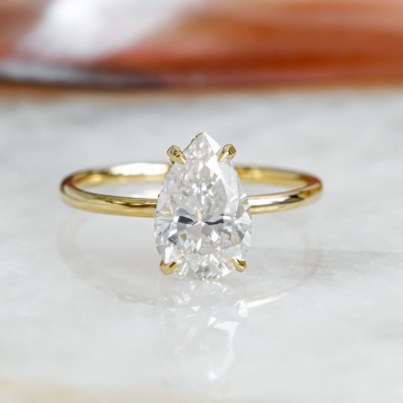 1.05 CT Pear Hidden Halo F/VS1 Diamond Engagement Ring 1