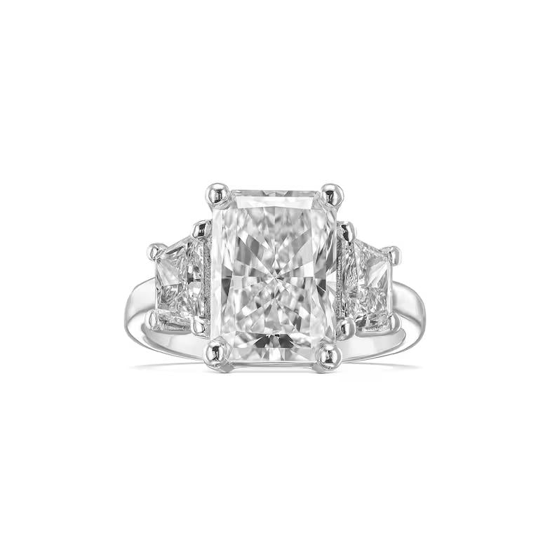 4.0 CT Radiant Three Stone CVD E/VS2 Diamond Engagement Ring 1