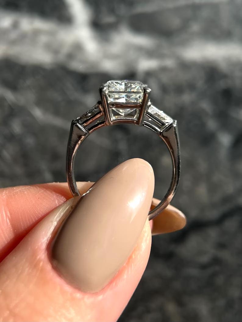 4.0 CT Radiant Three Stone CVD F/VS1 Diamond Engagement Ring 3