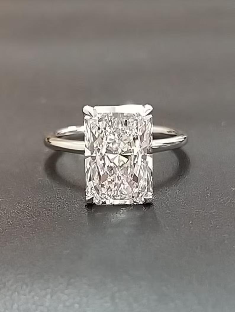 5.0 CT Radiant Solitaire CVD F/VS1 Diamond Engagement Ring 5