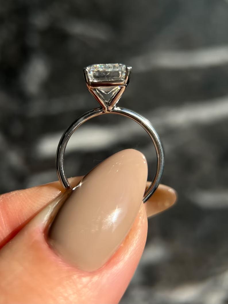 5.0 CT Emerald Solitaire CVD E/VS2 Diamond Engagement Ring 5