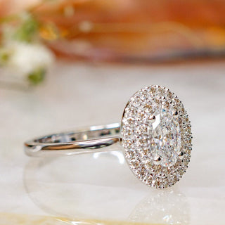 0.70 CT Oval Double Halo E/VS2 Diamond Engagement Ring 3