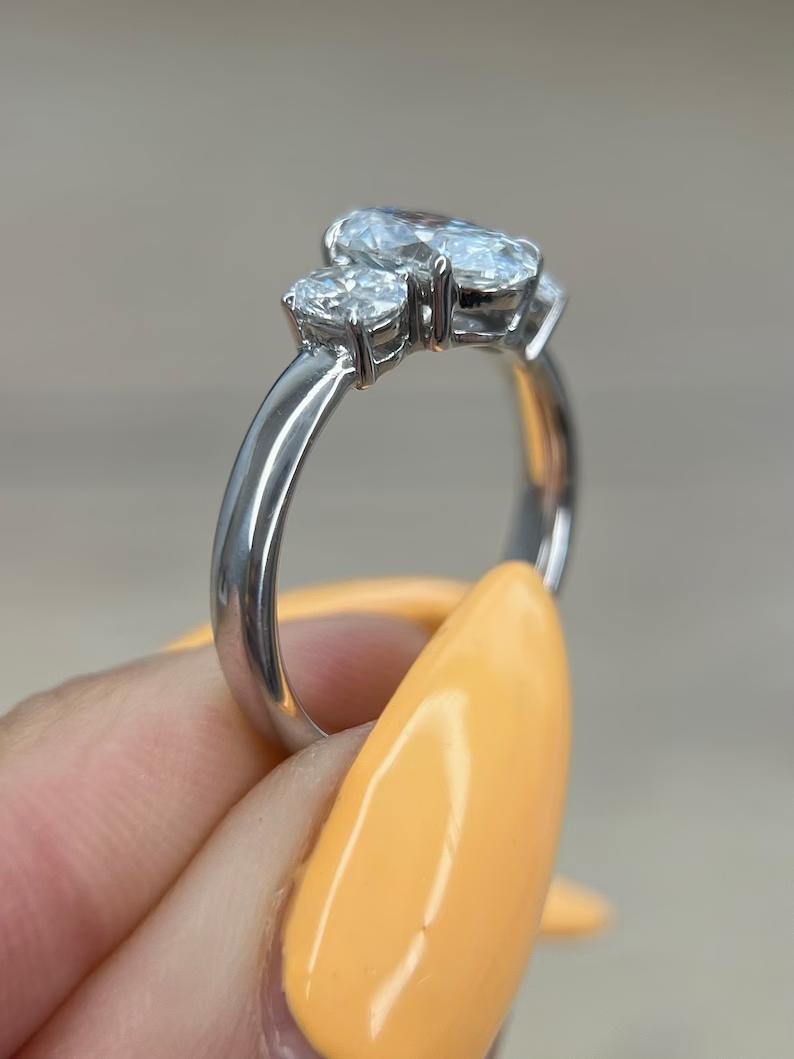 1.50 CT Oval Three Stones CVD E/VS2 Diamond Engagement Ring 6