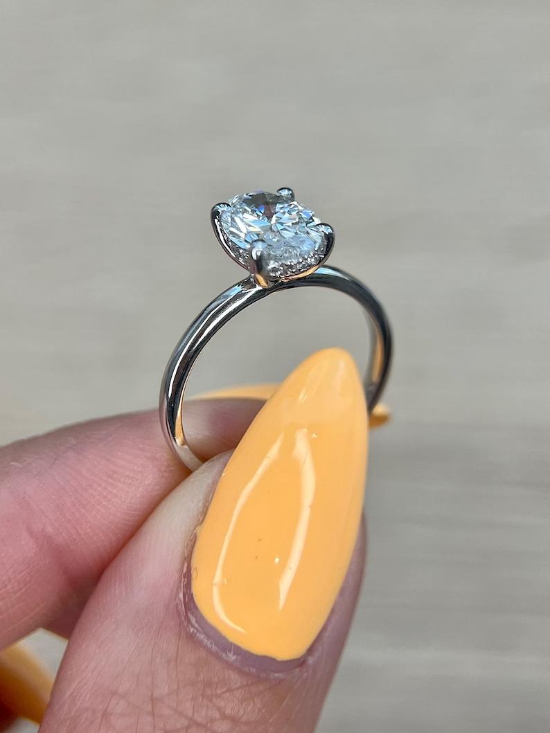 2.0 CT Oval Hidden Halo CVD F/VS1 Diamond Engagement Ring 4