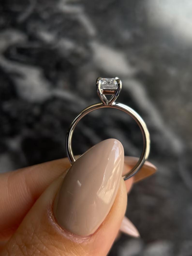 1.0 CT Emerald Solitaire CVD E/VS2 Diamond Engagement Ring 5