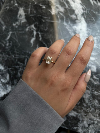 2.0 CT Emerald Bezel CVD G/VS2 Diamond Engagement Ring 4