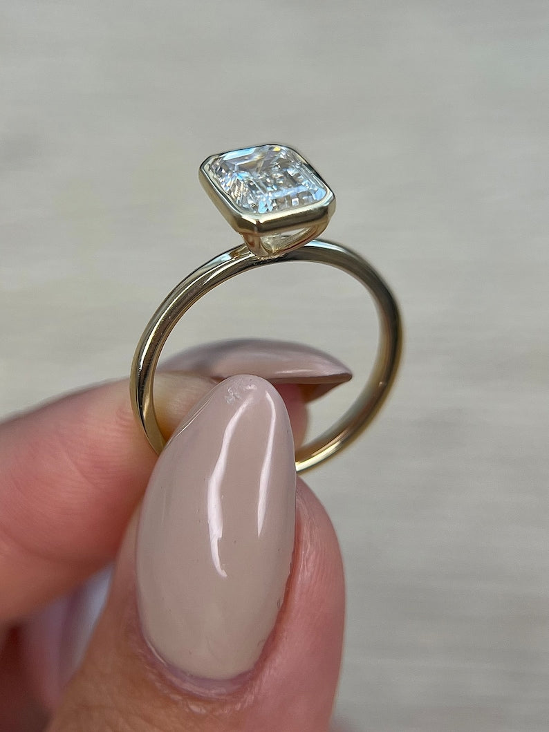 2.0 CT Emerald Bezel CVD G/VS2 Diamond Engagement Ring 7
