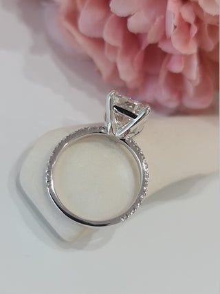 4.0 CT Cushion Cut Pave Style CVD G/VS2 Diamond Engagement Ring 7