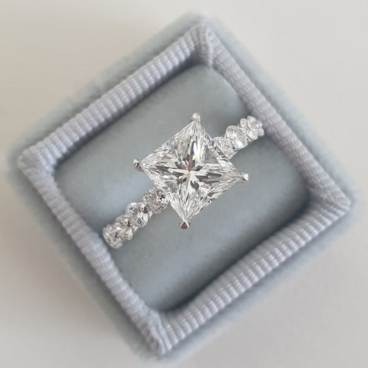 2.01 CT Princess Solitaire CVD D/VS1 Diamond Engagement Ring 1