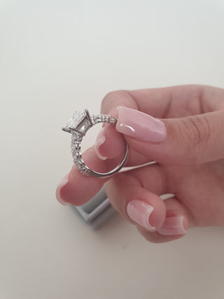 2.01 CT Princess Cut Pave CVD D/VS1 Diamond Engagement Ring 2