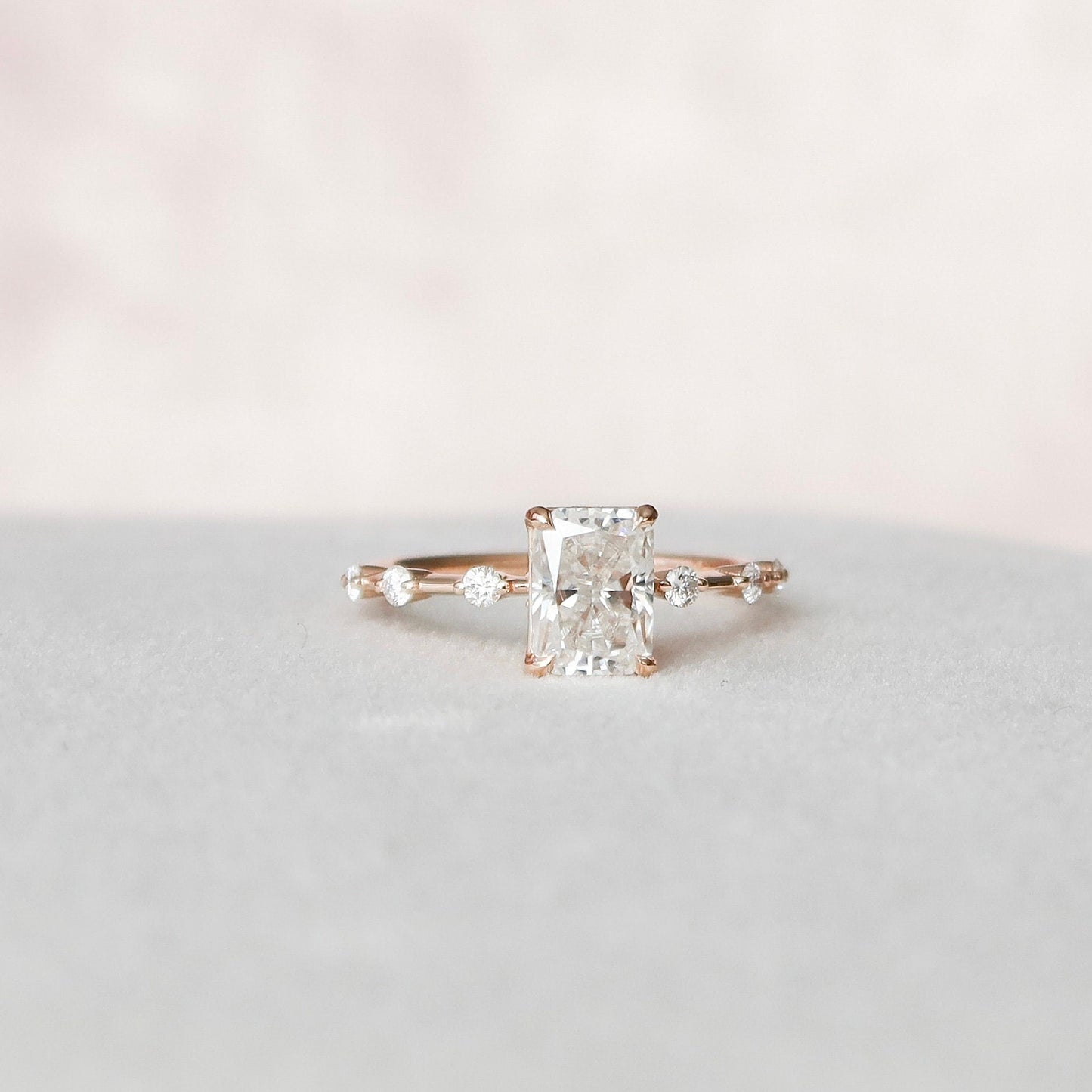 1.50 CT Radiant Dainty Moissanite Engagement Ring 5