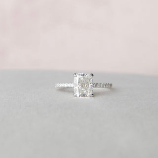 1.5 CT Cushion Hidden Halo Pave Moissanite Engagement Ring 2