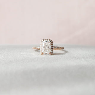 2.0 CT Radiant Halo Pave Moissanite Engagement Ring 9