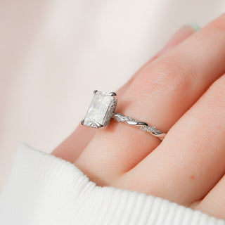 3.5 CT Radiant Twisted Rope Pave Setting Moissanite Engagement Ring 4