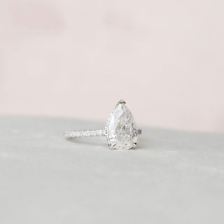 2.0 CT Pear Cut Pave & Hidden Halo Style Moissanite Engagement Ring 7