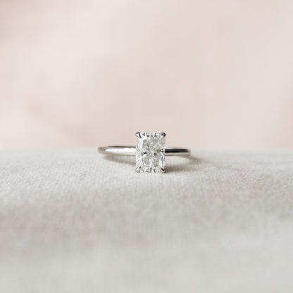 1.5 CT Radiant Hidden Halo Moissanite Engagement Ring 3