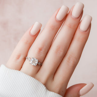 2.0 CT Cushion Twig Style Moissanite Engagement Ring 5