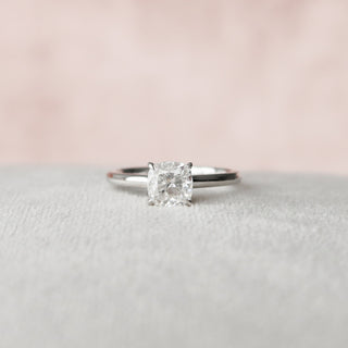 1.0 CT Cushion Hidden Halo Style Moissanite Engagement Ring 2