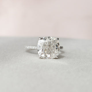 4.5 CT Cushion Hidden Halo & Pave Moissanite Engagement Ring 9