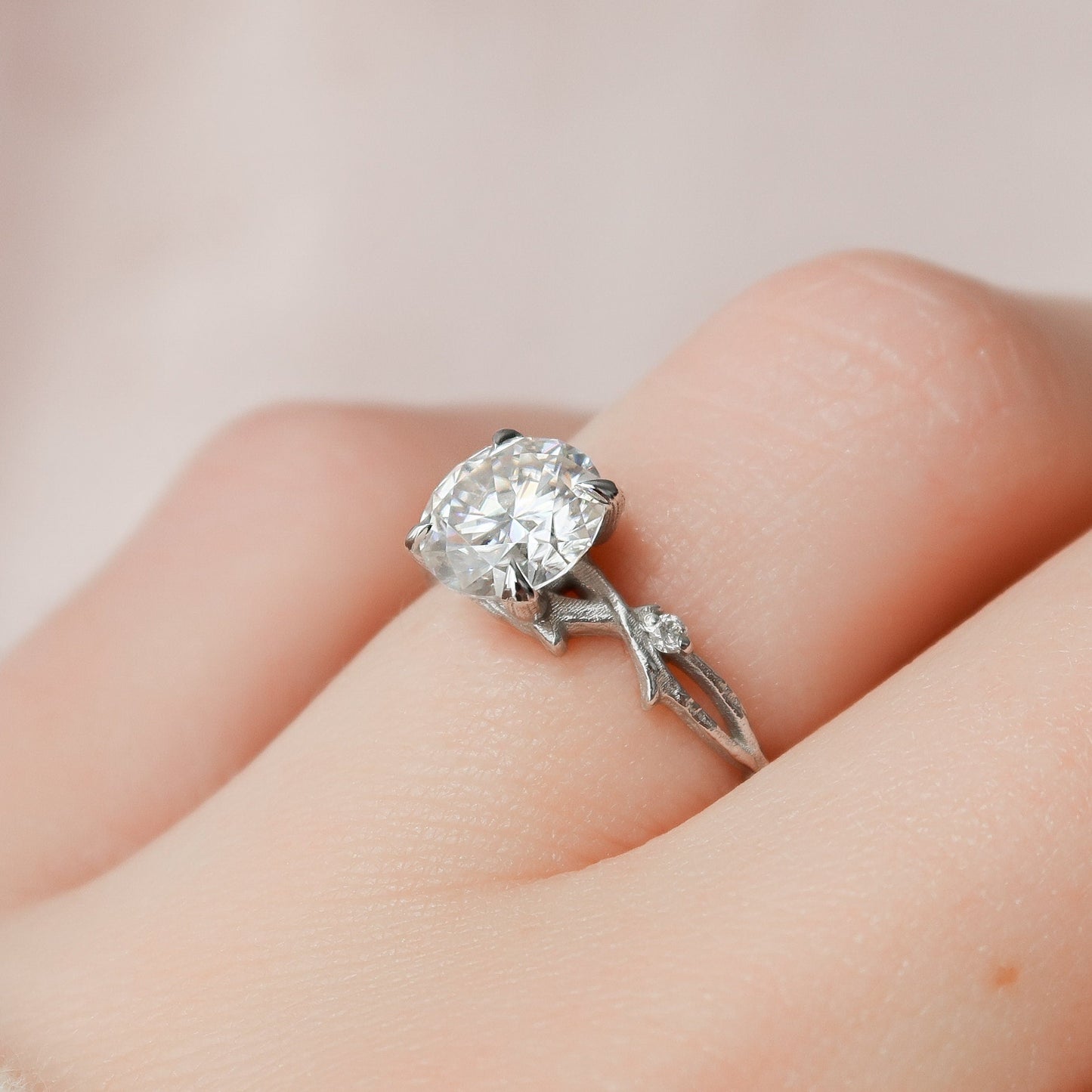 1.50 CT Round Twig Style Moissanite Engagement Ring 3