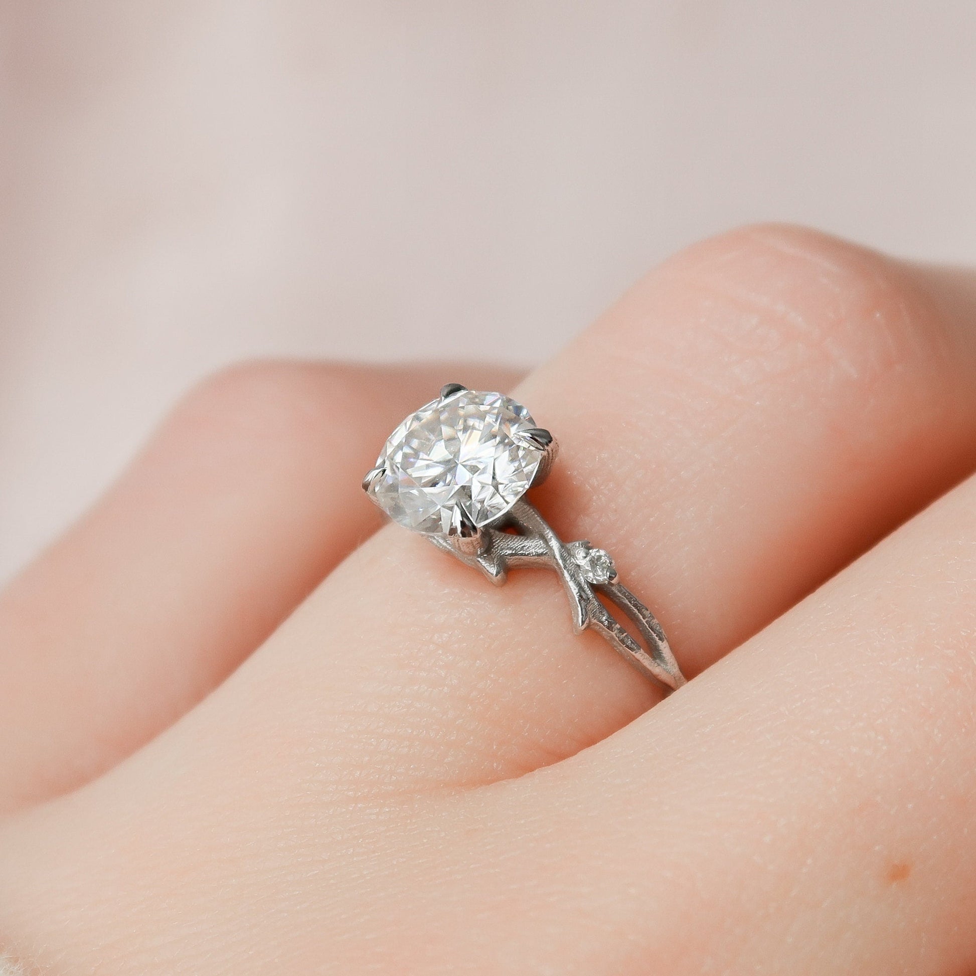 1.50 CT Round Twig Style Moissanite Engagement Ring 3